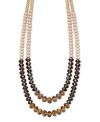 Shift your look into chic neutrals. c.A.K.e. by Ali Khan necklace features two graduated rows of multicolored champagne glass beads with a mixed metal clasp. Approximate length: 24 inches + 3-1/4-inch extender.