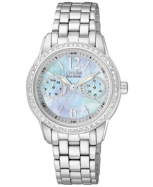A hypnotizing design from Citizen. With shimmering accents and swirling colors, thie Eco-Drive watch is a true original.