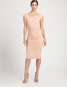 Signature twists and ruching lend flattering appeal to this form-fitting silhouette.ScoopneckCap sleevesWraparound drapeBack ruchingAbout 30 from natural waistViscose/elastaneDry cleanImported of Italian fabricModel shown is 5'10 (177cm) wearing US size Small. Signature twists and ruching lend flattering appeal to this form-fitting silhouette.ScoopneckCap sleevesWraparound drapeBack ruchingAbout 30 from natural waistViscose/elastaneDry cleanImported of Italian fabricModel shown is 5'10 (177cm) wearing US size Small.
