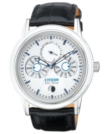 Timeless design and modern specs combine on this Calibre 8651 watch by Citizen. Powered by Eco-Drive, harnessing natural and artificial light, never needing a battery. Timeless design and modern specs combine on this Calibre 8651 watch by Citizen. Powered by Eco-Drive, harnessing natural and artificial light, never needing a battery.