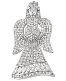 Take this brooch under your wing. Carolee's angel pin is crafted from silver-tone mixed metal with accents giving it a sparkle you'll find quite heavenly. Approximate length: 2 inches. Take this brooch under your wing. Carolee's angel pin is crafted from silver-tone mixed metal with accents giving it a sparkle you'll find quite heavenly. Approximate length: 2 inches.