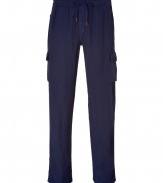 A cool take on cruisewear, Vilebrequins linen cargo-style pants are as versatile as they are chic - Drawstring waistline, cargo patch pockets at sides, side slit pockets, back flap pocket - Classic relaxed fit - Wear with a button-down and flip-flops