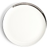 This oversized dinner plate glows with a hand-painted bright platinum design to create a contemporary classic on your table that will complement your dining experience throughout a lifetime of shifting trends and evolving fashions.