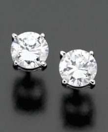 A touch of pristine glamor, perfect for everyday. These stud earrings feature faceted cubic zirconia (1 ct. t.w.) set in rhodium-plated goldtone mixed metal. A touch of pristine glamor, perfect for everyday. These stud earrings feature faceted cubic zirconia (1 ct. t.w.) set in rhodium-plated goldtone mixed metal.