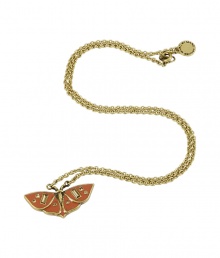 Fun and feminine, this brass and enamel necklace from Marc by Marc Jacobs adds a whimsical, nature-inspired touch to any outfit - Slim brass chain with classic lobster clasp fastening and tiny logo medallion - Enamel and glass stone-embellished moth pendant - A versatile accessory for any season that also makes a great gift