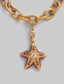 A beautifully detailed, marine-inspired charm is handcrafted and enameled in antique goldplated pewter with handset Swarovski crystals. Bracelet sold separately 1W X 1¾H Made in USA A beautifully detailed, marine-inspired charm is handcrafted and enameled in antique goldplated pewter with handset Swarovski crystals. Bracelet sold separately 1W X 1¾H Made in USA