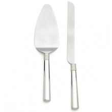 With Love Cake Knife and Server set from Vera Wang for Wedgwood features vintage inspired bands that combine to tell the story of eternity and devotion. Silverplated handles with Stainless Steel blades. With Love Cake Knife and Server set from Vera Wang for Wedgwood features vintage inspired bands that combine to tell the story of eternity and devotion. Silverplated handles with Stainless Steel blades.