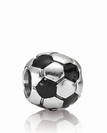 Show your love of the game with PANDORA's soccer ball charm in sterling silver and shiny black enamel. Show your love of the game with PANDORA's soccer ball charm in sterling silver and shiny black enamel.