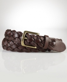 Constructed from rich braided leather, this rugged belt provides a handsome accent to any outfit. Constructed from rich braided leather, this rugged belt provides a handsome accent to any outfit.