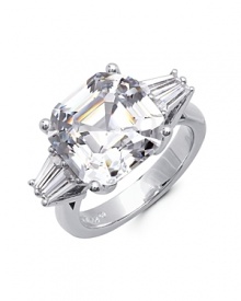 Capturing the light, Crislu's sterling silver finished ring with striking cubic zirconia stones is an eternally glamorous piece that is sure to shine on. Capturing the light, Crislu's sterling silver finished ring with striking cubic zirconia stones is an eternally glamorous piece that is sure to shine on.