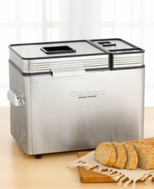Fill your home with the heavenly aroma of fresh baked bread. This bread maker, classically designed and housed in stunning brushed stainless steel, offers 10 preset menu options including exclusive low carb, gluten-free and rustic artisan dough settings. In all, this appliance bakes over 100 combinations of bread, pizza dough, sweet cakes, jams and more. Three-year limited warranty. Fill your home with the heavenly aroma of fresh baked bread. This bread maker, classically designed and housed in stunning brushed stainless steel, offers 10 preset menu options including exclusive low carb, gluten-free and rustic artisan dough settings. In all, this appliance bakes over 100 combinations of bread, pizza dough, sweet cakes, jams and more. Three-year limited warranty.