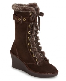 Tell your winter blues to take a hike and warm up to the charming style of Aerosole's Recoil booties. Between the faux fur trim, cushioned foot bed and trendy laces, cold weather can't keep you down. Tell your winter blues to take a hike and warm up to the charming style of Aerosole's Recoil booties. Between the faux fur trim, cushioned foot bed and trendy laces, cold weather can't keep you down.