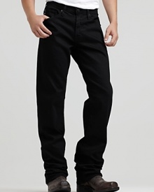 The Protégé is a classic straight leg jean with a true, straight leg in a black wash and AG's signature stitching on back pockets. The Protégé is a classic straight leg jean with a true, straight leg in a black wash and AG's signature stitching on back pockets.