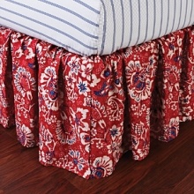 With a spirit that recalls the vibrant beauty of the French countryside, batik sunflowers, rustic calico and vintage ticking stripes, Lauren by Ralph Lauren's Villa Martine collection is delightfully executed in a palette of fresh red, white and blue for bucolic style that lends a summery mood to any décor. With a spirit that recalls the vibrant beauty of the French countryside, batik sunflowers, rustic calico and vintage ticking stripes, Lauren by Ralph Lauren's Villa Martine collection is delightfully executed in a palette of fresh red, white and blue for bucolic style that lends a summery mood to any décor.