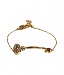 Bring the bling with this quirky-cool key bracelet Juicy Couture - Gold-tone key charm with crystal embellishment on a gold-tone brass chain - Pair with a casual cocktail look or an elevated jeans-and-tee combo