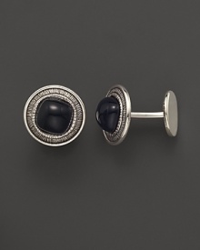 Elegant sterling silver cufflinks, set with agate, from Buccellati. Elegant sterling silver cufflinks, set with agate, from Buccellati.