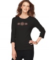 Festive snowflakes adorn this sweet tee from Karen Scott! Pair it with black pants and flats for a look that works this winter!