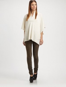 Rich, textured leather pairs with sleek stretch knit for a slim, curve-hugging fit.Wide waistbandFlat frontSlash pocketsPull-on styleRise, about 8Inseam, about 29Front: lambskinBack: 97% cotton/3% elastaneDry clean by a leather specialistImported of Italian fabricModel shown is 5'10 (177cm) wearing US size 4. Rich, textured leather pairs with sleek stretch knit for a slim, curve-hugging fit.Wide waistbandFlat frontSlash pocketsPull-on styleRise, about 8Inseam, about 29Front: lambskinBack: 97% cotton/3% elastaneDry clean by a leather specialistImported of Italian fabricModel shown is 5'10 (177cm) wearing US size 4.