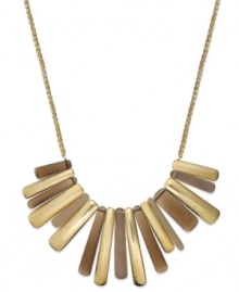 Branch out with Alfani's eye-catching bib necklace. Brown resin and gold tone stick drops are displayed on a gold tone mixed metal chain. Approximate length: 19 inches + 2-inch extender. Approximate drop: 4-1/2 to 5 inches. Branch out with Alfani's eye-catching bib necklace. Brown resin and gold tone stick drops are displayed on a gold tone mixed metal chain. Approximate length: 19 inches + 2-inch extender. Approximate drop: 4-1/2 to 5 inches.