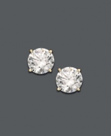 Invest in style that lasts forever. Round-cut diamonds (1-1/4 ct. t.w.) set in 14k gold are a must-have for every woman's jewelry collection. Approximate diameter: 5-1/2 mm.