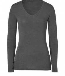 Effortlessly feminine, this super soft long sleeve tee from Majestic is a new-season must-have basic - Soft V-neckline, long sleeves, stitched trim - Loosely fitted - Pair with leather leggings and statement biker boots Effortlessly feminine, this super soft long sleeve tee from Majestic is a new-season must-have basic - Soft V-neckline, long sleeves, stitched trim - Loosely fitted - Pair with leather leggings and statement biker boots