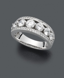 Matches perfectly to your diamond engagement ring -- this stunning wedding band creates the perfect complementary look. Crafted in 14k white gold, a seamless row of IGI Certified round-cut diamonds (2 ct. t.w.) and diamond side accents add just the right amount of shine. Matches perfectly to your diamond engagement ring -- this stunning wedding band creates the perfect complementary look. Crafted in 14k white gold, a seamless row of IGI Certified round-cut diamonds (2 ct. t.w.) and diamond side accents add just the right amount of shine.
