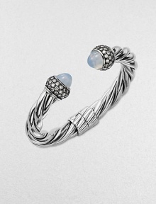 From the Moonlight Ice Collection. A wide, iconic design with moon quartz caps and accented in three rows of brilliant diamonds. Moon quartzDiamonds, 1.8 tcwSterling silverDiameter, about 2½Slip-on styleImported From the Moonlight Ice Collection. A wide, iconic design with moon quartz caps and accented in three rows of brilliant diamonds. Moon quartzDiamonds, 1.8 tcwSterling silverDiameter, about 2½Slip-on styleImported