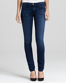 Heavy front whiskering and fading puts a vintage spin on these sleek and sexy J Brand jeans. Heavy front whiskering and fading puts a vintage spin on these sleek and sexy J Brand jeans.