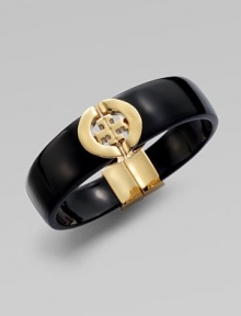 This resin design features 16k goldplated, logo details for a glamorous look. 16k goldplated detailsWidth, about 1Magnetic closureImported This resin design features 16k goldplated, logo details for a glamorous look. 16k goldplated detailsWidth, about 1Magnetic closureImported