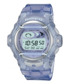 A textured band with a bright pop of color for a touch of funky style. Includes: world time, stopwatch, auto calendar and multicolor backlights. A textured band with a bright pop of color for a touch of funky style. Includes: world time, stopwatch, auto calendar and multicolor backlights.