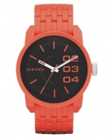 An engaging burst of color and an intriguing dial make this unisex Diesel watch a Friday night necessity.