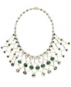 Add elegance to your neckline. This gorgeous bib necklace from INC International Concepts links green beads with glass accents. Crafted in 14k gold-plated mixed metal. Approximate length: 18 inches + 2-inch extender. Approximate drop: 2-1/2 inches.