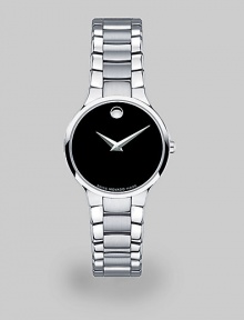 Serio bracelet watch in solid stainless steel with black Museum dial. Swiss quartz movementWater resistant to 3 ATMRound stainless steel case, 26mm (1) Smooth bezelBlack dialStainless steel braceletMade in Switzerland Serio bracelet watch in solid stainless steel with black Museum dial. Swiss quartz movementWater resistant to 3 ATMRound stainless steel case, 26mm (1) Smooth bezelBlack dialStainless steel braceletMade in Switzerland