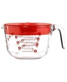 The essential companion for every precision space. This oversized glass measuring cup features easy-to-read markings on the inside and outside of the cup, so you always have a great read on the task at hand. A sturdy handle makes it simple to mix, measure and pour, while the included BPA-free lid lets you store leftover batter for later. 2-year warranty. The essential companion for every precision space. This oversized glass measuring cup features easy-to-read markings on the inside and outside of the cup, so you always have a great read on the task at hand. A sturdy handle makes it simple to mix, measure and pour, while the included BPA-free lid lets you store leftover batter for later. 2-year warranty.