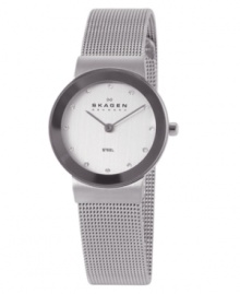 Add a touch of classic style to everyday with this timepiece. The stainless steel mesh bracelet and round silver dial exude elegant simplicity. Features ultraslim Japanese quartz. Lifetime limited warranty. Add a touch of classic style to everyday with this timepiece. The stainless steel mesh bracelet and round silver dial exude elegant simplicity. Features ultraslim Japanese quartz. Lifetime limited warranty.