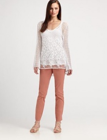 A delicate cotton top featuring intricate lace and a modern, high-low hem.V-neckLong sleevesAllover lacePull-on styleHigh-low hemAbout 28 from shoulder to hemCottonDry cleanImported Model shown is 5'10 (177cm) wearing US size Small. OUR FIT MODEL RECOMMENDS ordering true size. A delicate cotton top featuring intricate lace and a modern, high-low hem.V-neckLong sleevesAllover lacePull-on styleHigh-low hemAbout 28 from shoulder to hemCottonDry cleanImported Model shown is 5'10 (177cm) wearing US size Small. OUR FIT MODEL RECOMMENDS ordering true size.