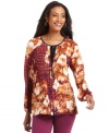 Cheer up khakis and colored jeans with Charter Club's pretty printed top, featuring an artistic floral and plaid print.