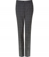 Add classic sophistication to your look with these luxe wool-blend pants from Ermanno Scervino - Flat front with button tab, belt loops, off-seam pockets, back welt pockets with button, classic fit, all-over plaid print - Style with a sleek button down, a blazer, and suede ankle boots