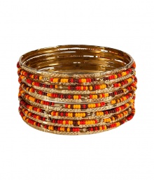 With an ethnic-inspired aesthetic, this chic bangle from R.J. Graziano will add stylish appeal to any look - Large size, metal and bead detailing - Pair with a 1970s-inspired look or with an elevated jeans-and-tee outfit