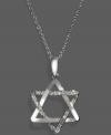 Symbolic and sentimental. Effy Collection's stunning Star of David pendant makes the perfect holiday gift. Crafted in 14k white gold, sparkling, round-cut diamonds (1/8 ct. t.w.) add extra shine. Approximate length: 18 inches. Approximate drop: 1/2 inch.