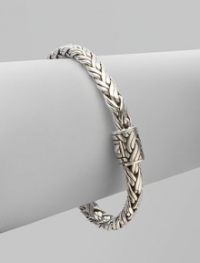 From the Classic Chain Collection. Essential Hardy, this flexible braid of sterling silver has a signature clasp.Sterling silver Length, about 7¼ Push-lock clasp Made in Bali From the Classic Chain Collection. Essential Hardy, this flexible braid of sterling silver has a signature clasp.Sterling silver Length, about 7¼ Push-lock clasp Made in Bali