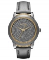 Smoky crystals bring an air of allure to this leather watch from DKNY.