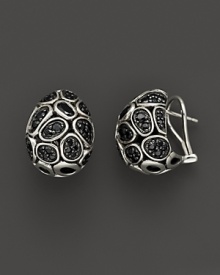 Glittering black sapphire pavé and black chalcedony add stunning beauty to these Buddha Belly earrings from the John Hardy Kali Pebble collection. Glittering black sapphire pavé and black chalcedony add stunning beauty to these Buddha Belly earrings from the John Hardy Kali Pebble collection.