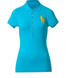 Detailed in breathable cotton stretch mesh, Ralph Laurens big pony polo is a cool modern take on this iconic style - Small collar, button placket, short sleeves, oversized shiny yellow embroidered polo player at chest, slit sides, high-low hemline - Slim fit - Wear with your favorite jeans and just as bright loafers Detailed in breathable cotton stretch mesh, Ralph Laurens big pony polo is a cool modern take on this iconic style - Small collar, button placket, short sleeves, oversized shiny yellow embroidered polo player at chest, slit sides, high-low hemline - Slim fit - Wear with your favorite jeans and just as bright loafers