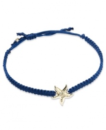 Star attraction. A 14k gold starfish centers this navy nylon bracelet for a whimsically stylish effect. Bracelet adjusts to fit wrist. Approximate diameter: 3-1/2 inches. Star attraction. A 14k gold starfish centers this navy nylon bracelet for a whimsically stylish effect. Bracelet adjusts to fit wrist. Approximate diameter: 3-1/2 inches.