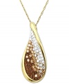 Neutral hues provide chic appeal on Kaleidoscope's dazzling teardrop pendant. Ombre-colored crystals range from clear to brown with Swarovski Elements. Set in 18k gold over sterling silver. Approximate length: 18 inches. Approximate drop: 1-1/8 inches.