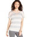 A crochet inset at the back lends sweet, playful style to this super-casual, striped sweater from Dolled Up!