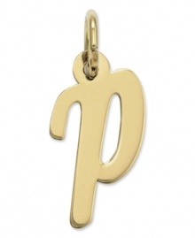 The perfect gift for Pamela. This polished P initial charm features a pretty, small script design in 14k gold. Chain not included. Approximate length: 7/10 inch. Approximate width: 3/10 inch. The perfect gift for Pamela. This polished P initial charm features a pretty, small script design in 14k gold. Chain not included. Approximate length: 7/10 inch. Approximate width: 3/10 inch.