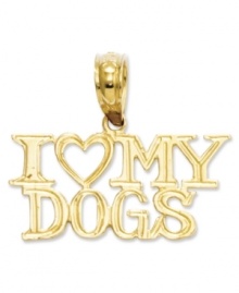 Show love for your loyal canine companion. This cute I Heart My Dogs charm is crafted from diamond-cut 14k gold. Chain not included. Approximate length: 3/5 inch. Approximate width: 7/10 inch. Show love for your loyal canine companion. This cute I Heart My Dogs charm is crafted from diamond-cut 14k gold. Chain not included. Approximate length: 3/5 inch. Approximate width: 7/10 inch.