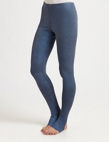 Shimmering metallic finish adds a leather-like vibe to these downtown-cool leggings. Elastic waistbandFoot stirrupsRise, about 10Inseam, about 3075% viscose/20% nylon/5% spandexHand washMade in USA of Italian fabricModel shown is 5'10 (177cm) wearing US size Small. Shimmering metallic finish adds a leather-like vibe to these downtown-cool leggings. Elastic waistbandFoot stirrupsRise, about 10Inseam, about 3075% viscose/20% nylon/5% spandexHand washMade in USA of Italian fabricModel shown is 5'10 (177cm) wearing US size Small.
